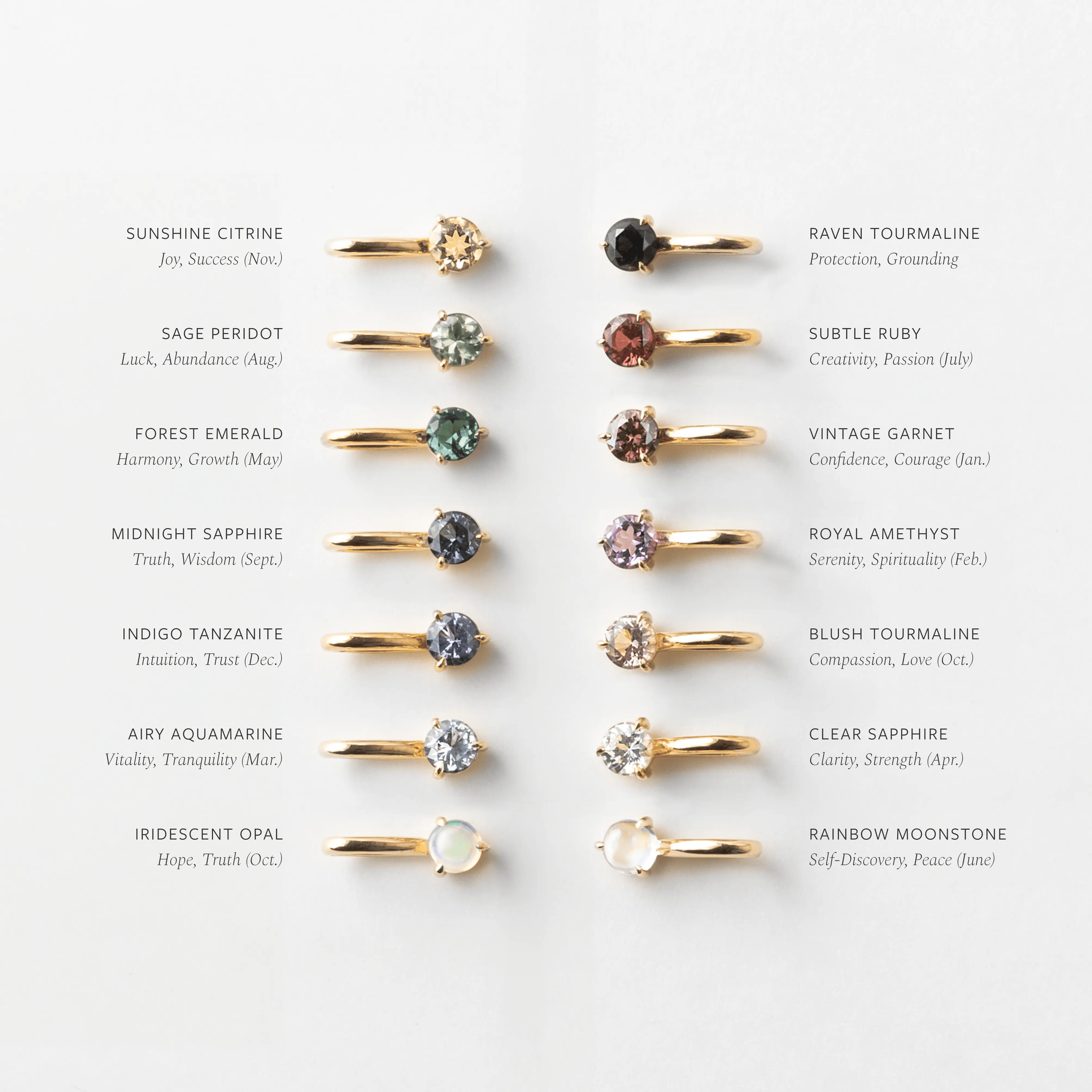 Solid Gold Aura Birthstone Charm Necklace