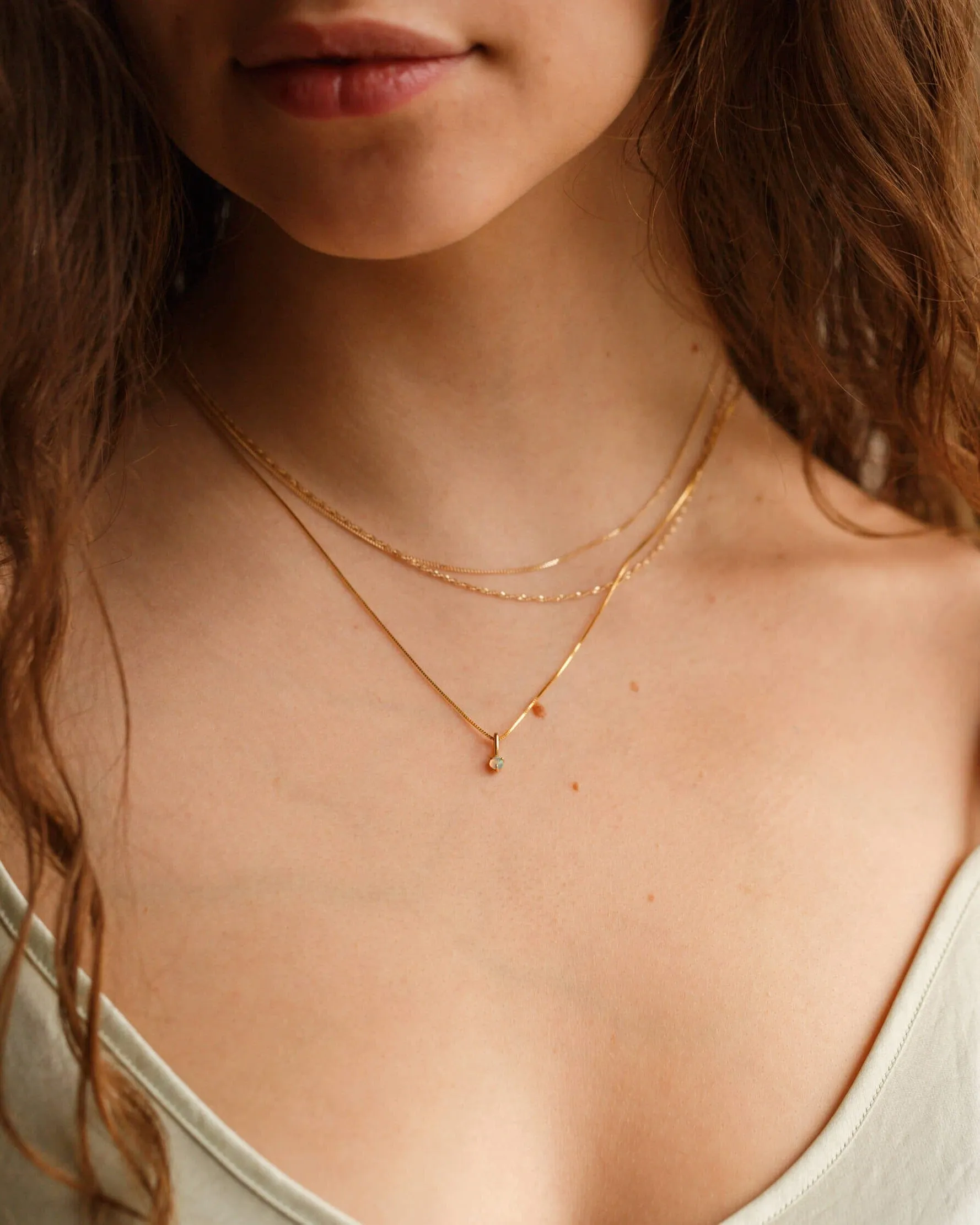 Solid Gold Aura Birthstone Charm Necklace