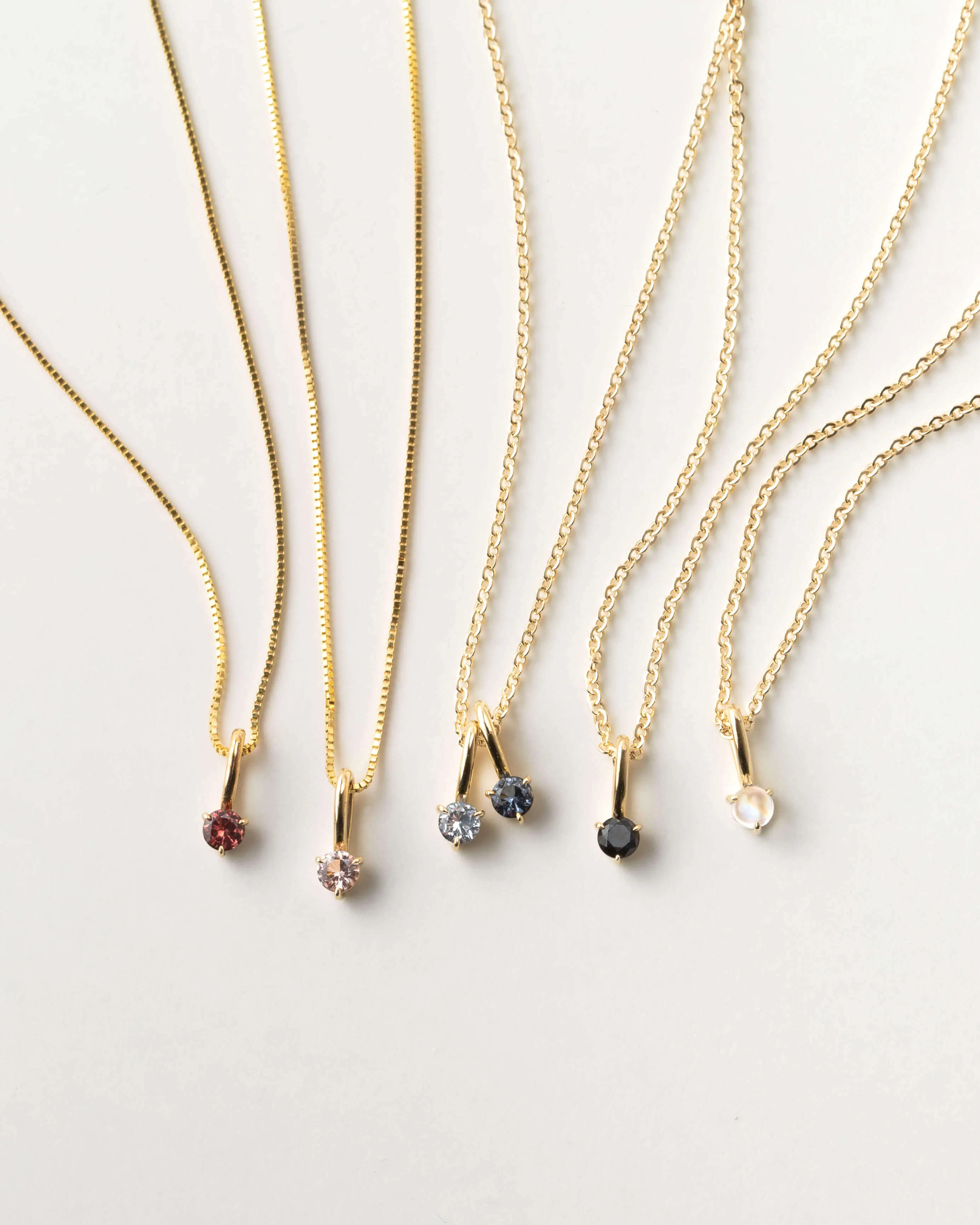 Solid Gold Aura Birthstone Charm Necklace