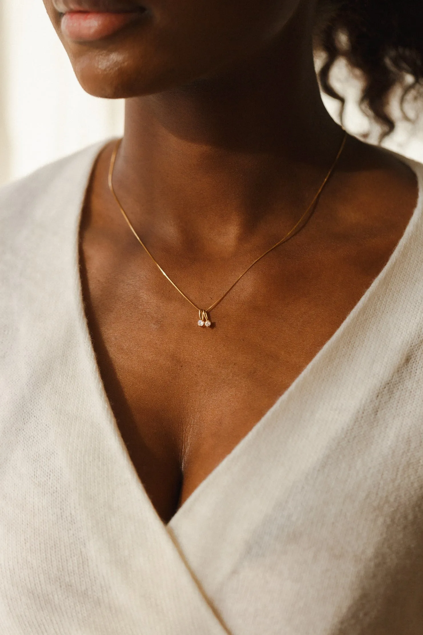 Solid Gold Aura Birthstone Charm Necklace
