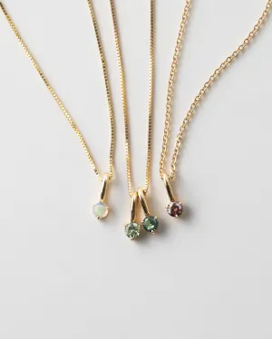 Solid Gold Aura Birthstone Charm Necklace
