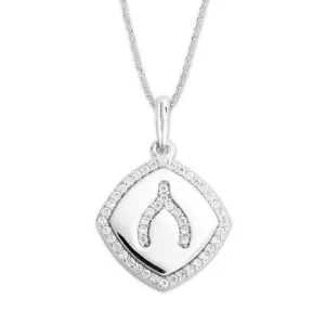 Sterling Silver Micro Pave Wishbone Pendant Chain