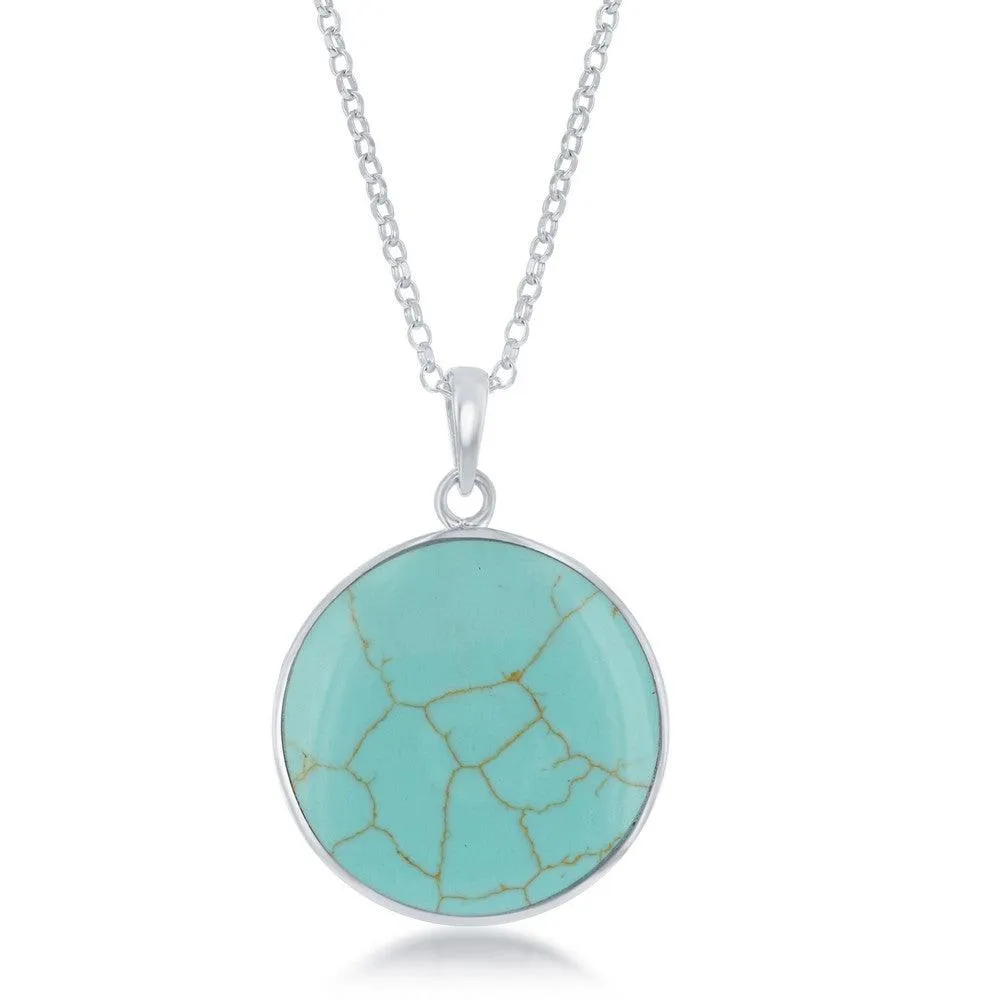 Sterling Silver Round Turquoise Pendant Chain