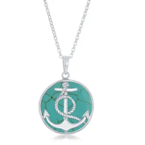 Sterling Silver Round Turquoise Pendant Chain