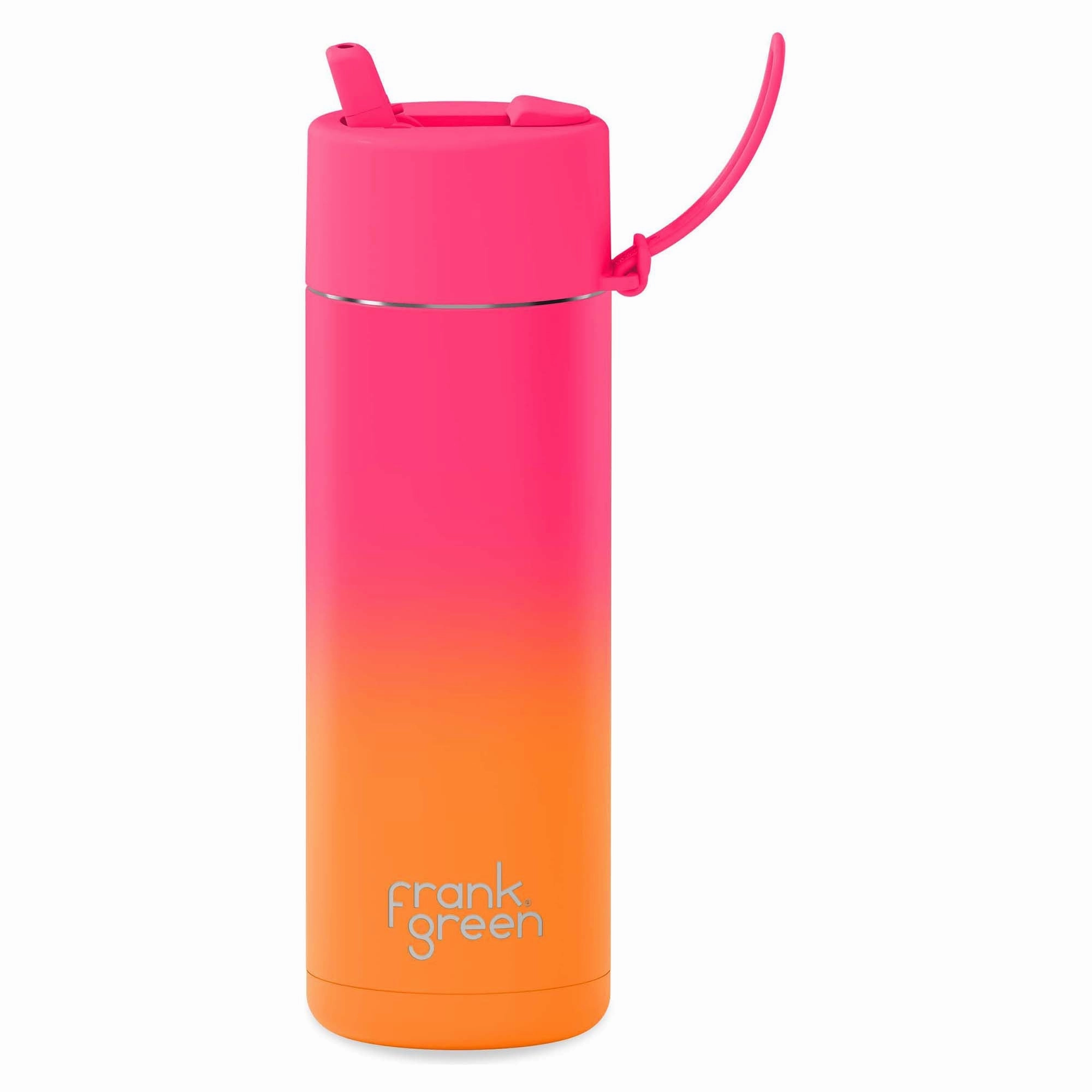 595ml Stainless Steel Ceramic Reusable Straw Lid Water Bottle With Flip Straw Lid Athletic Stylish choices
