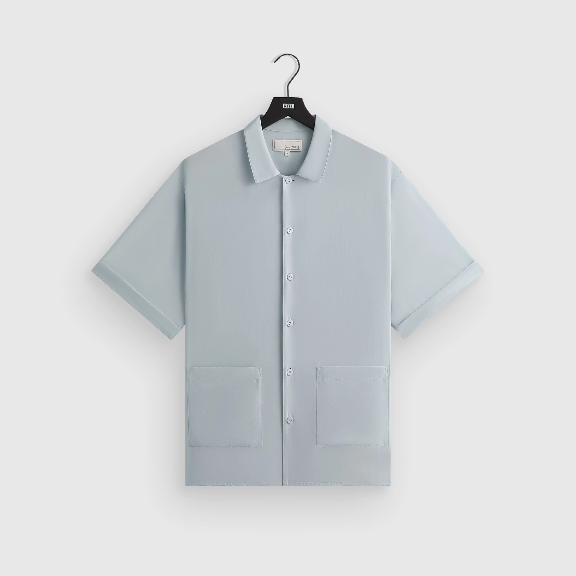 &Kin Silk Habotai Short Sleeve Reade Shirt -  Light Indigo Sophisticated Refined