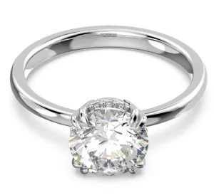 Swarovski Constella Rhodium Plated White Crystal Princess Cut Cocktail Ring - Size 60