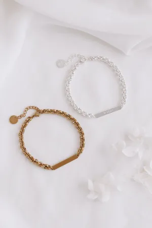 Tammy - Stainless Steel Engraved Bar Bracelet