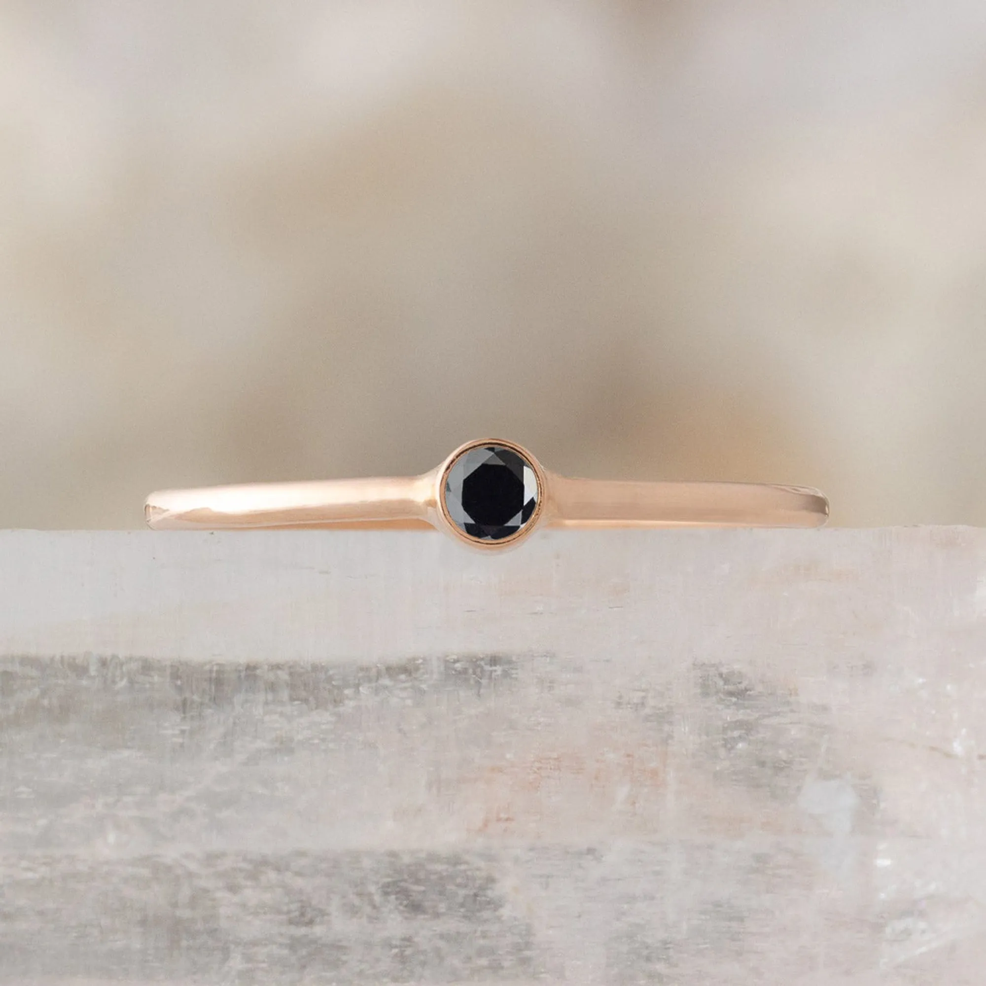 The Teensy Black Diamond Stacking Ring | Yellow, Rose or White Gold