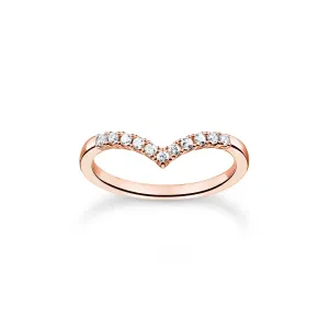 Thomas Sabo Charm Club Rose Gold Plated Sterling Silver V-Shape Ring