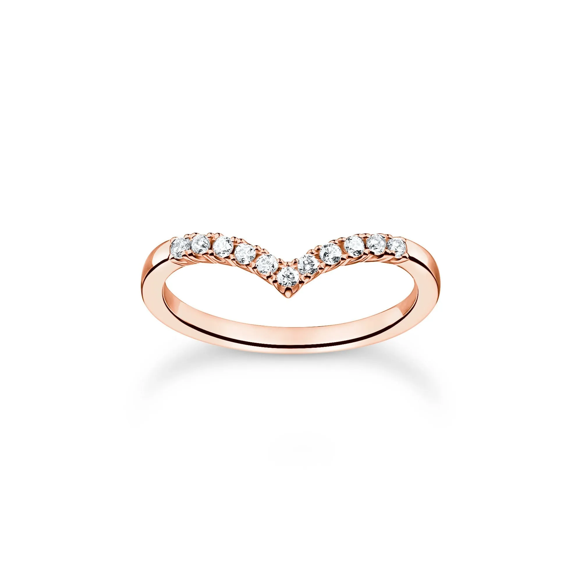 Thomas Sabo Charm Club Rose Gold Plated Sterling Silver V-Shape Ring