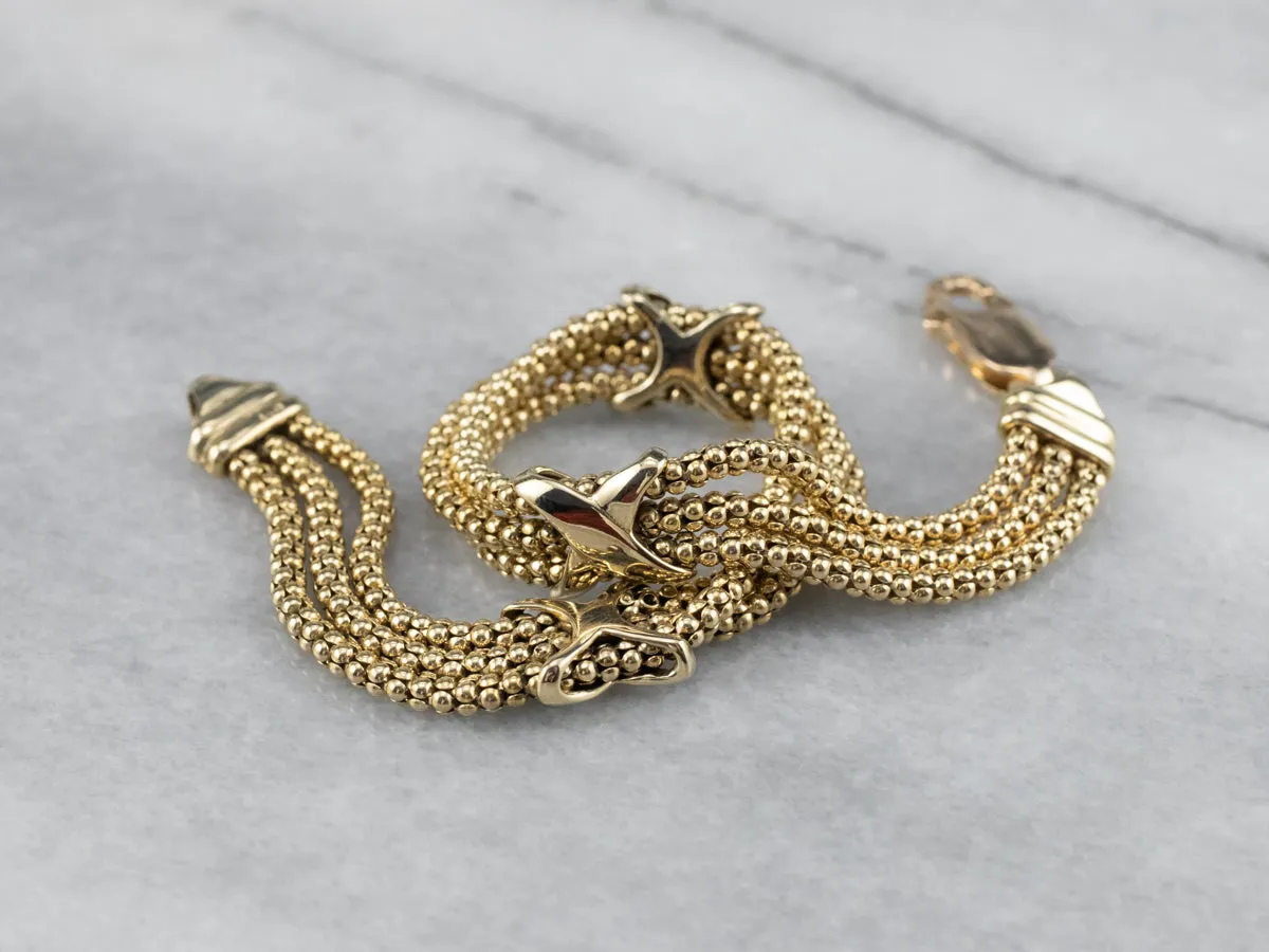 Three Strand Gold Popcorn Chain Bracelet