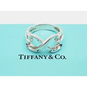 Tiffany & Co Paloma Picasso Double Heart Infinity Ring Sterling Silver Size 7.5
