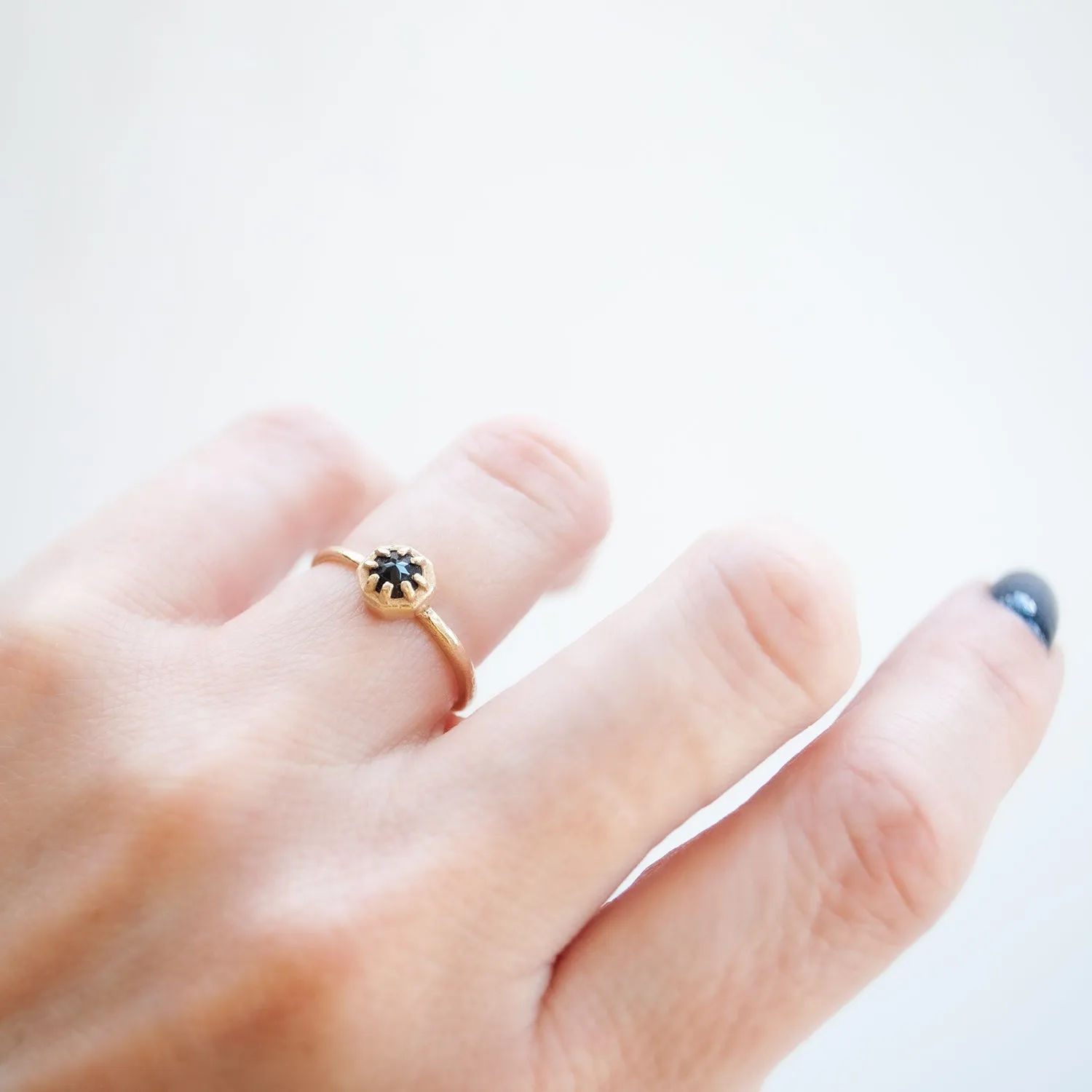 Tiny Black Spinel Ring