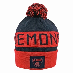 Trendy attire Adult's AFL Melbourne Demons Football Club Bar Beanie Quality attire