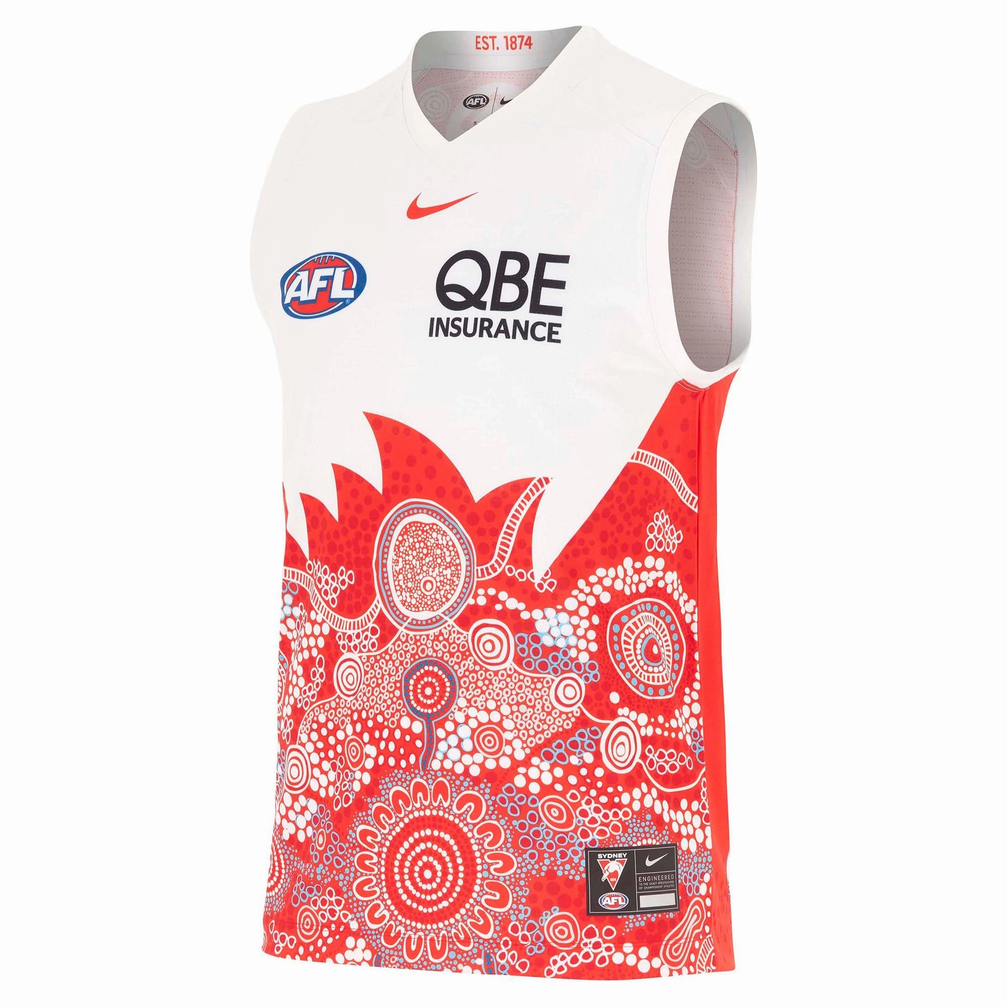 Modernist Adult's AFL Sydney Swans Football Club 2025 Stadium Indigenous Jersey Stylish designs
