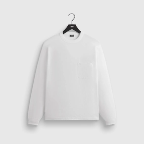 Unique Kith Long Sleeve Leonard Pocket Tee - White Staple