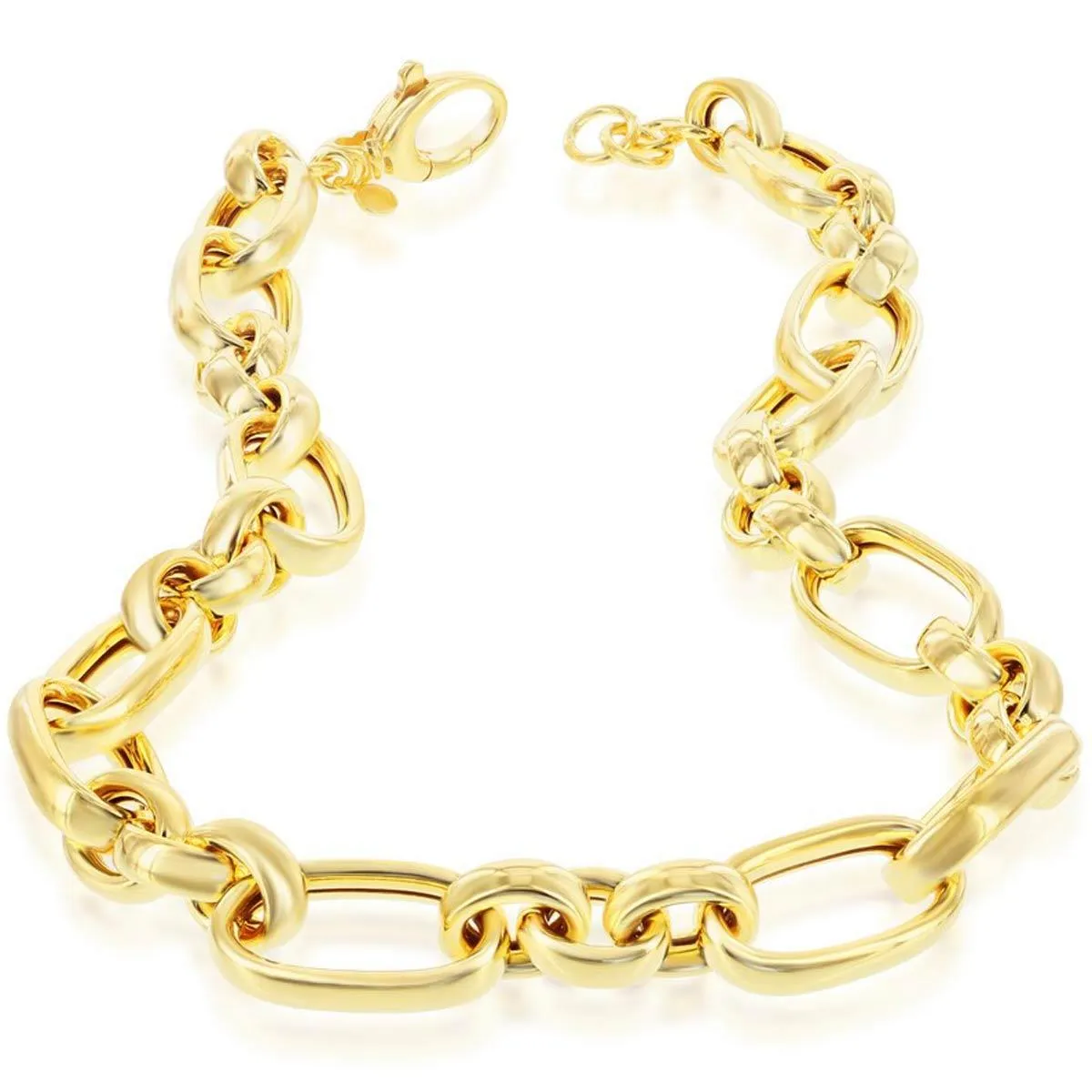 Unisex Necklace - 14K Gold Overlay Large Link Lobster Clasp | BML-4093