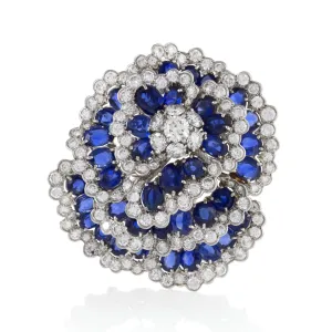 Van Cleef & Arpels Sapphire and Diamond ??Camellia?? Brooch