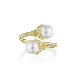 Verragio 18k Petal Cap Pearl Bypass Ring