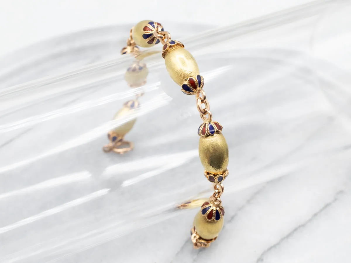 Vintage 18K Gold and Enamel Bracelet