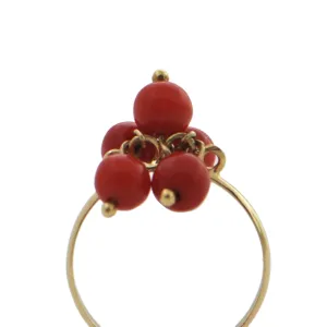 Vintage 18K Yellow Gold Mediterranean Red Coral Ring