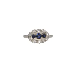 Vintage Birks Sapphire and Diamond 18K Gold Ring