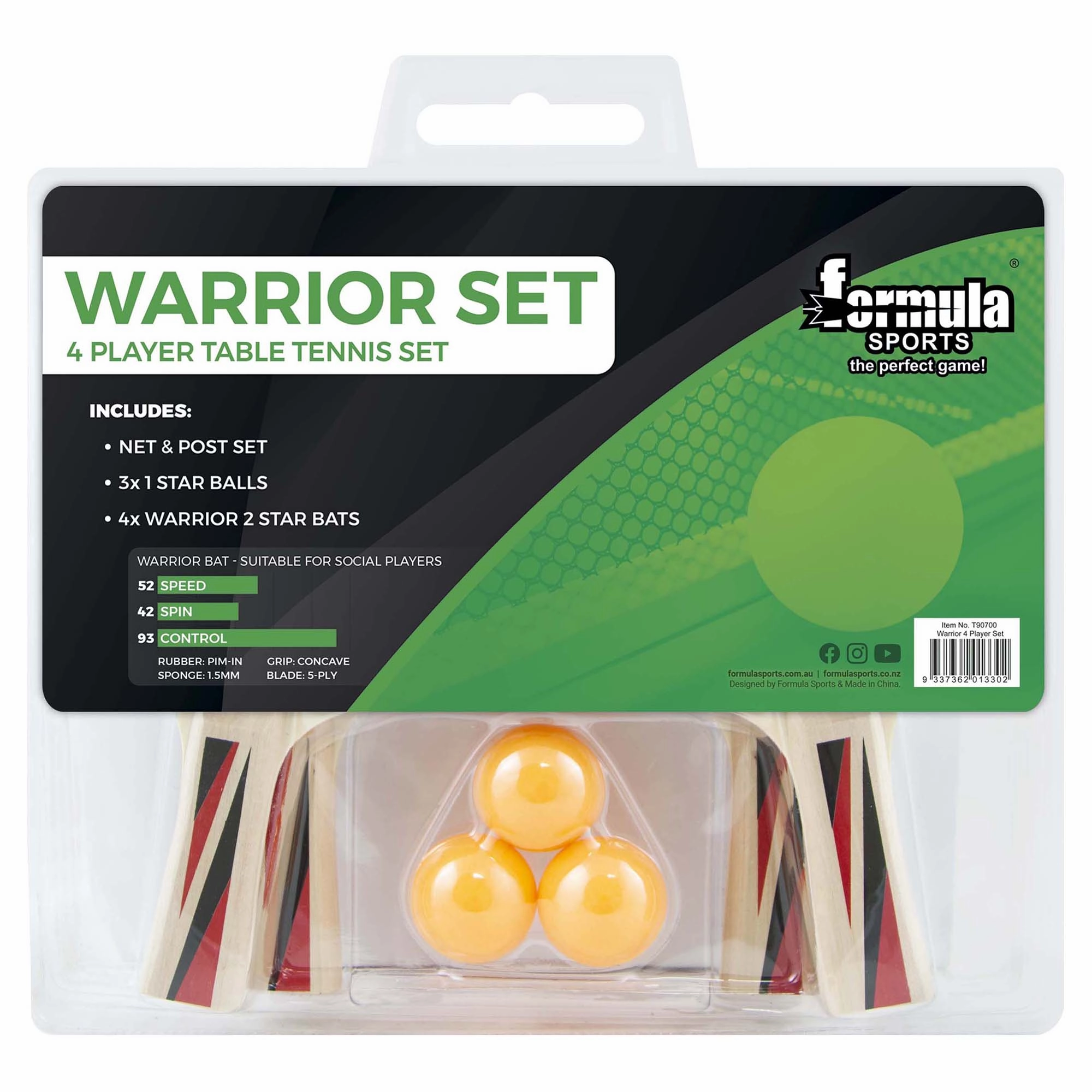 Warrior 4 Player Table Tennis Set Trend-aware Fashion forward