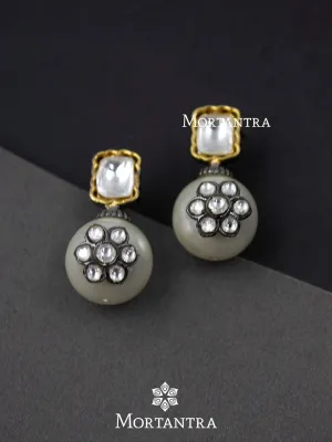 White Color Faux Polki Earrings - CZEAR400SL