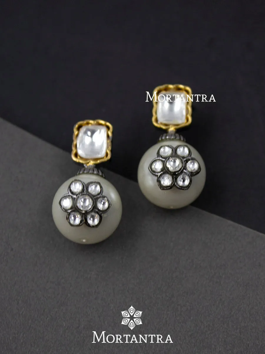 White Color Faux Polki Earrings - CZEAR400SL