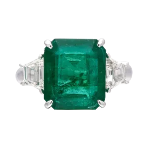 White Gold, Emerald and Diamond Ring