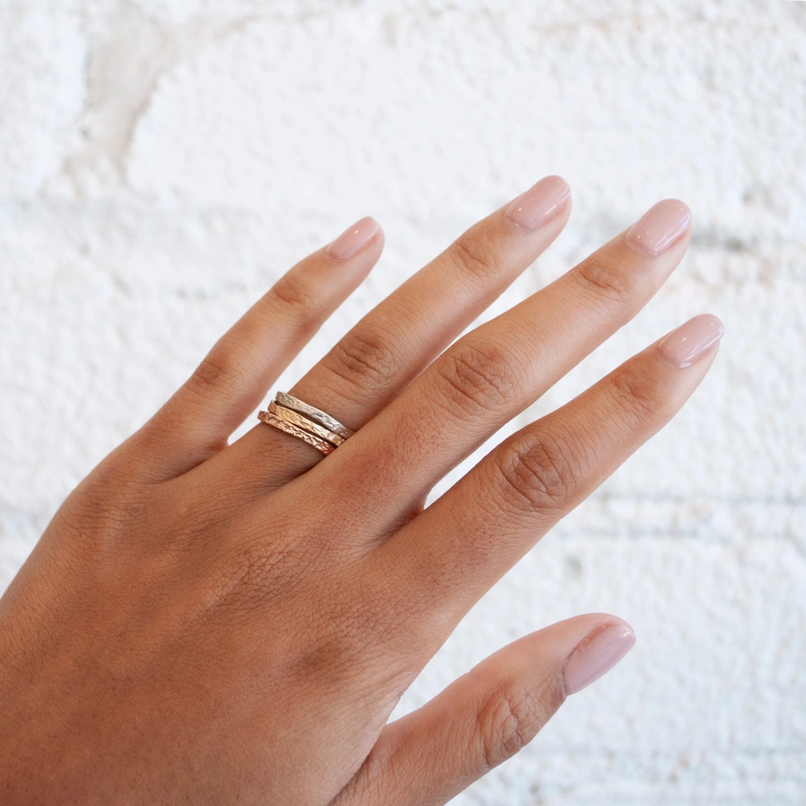 White Gold Snakeskin Stacking Band