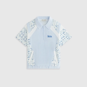 Wonderful Kith Kids Patchwork Linden Quarter Zip Polo - Larimar High-quality