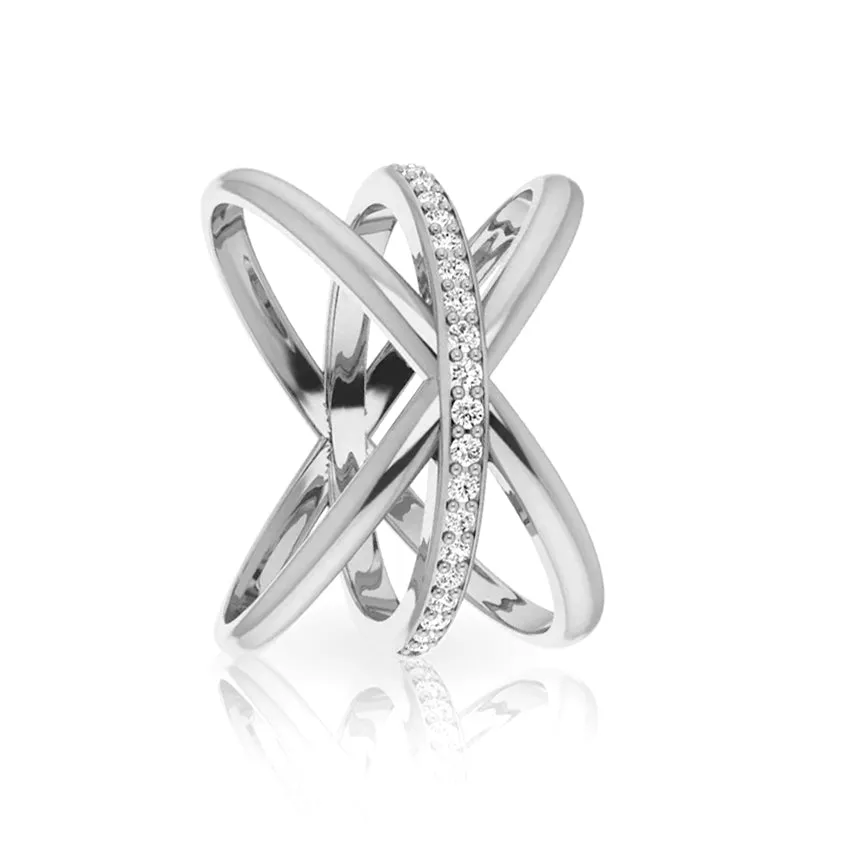 Yellow, Rose, or White Gold   Diamond Intertwine Ring
