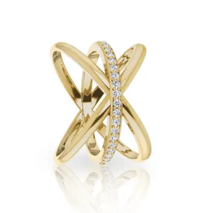 Yellow, Rose, or White Gold   Diamond Intertwine Ring